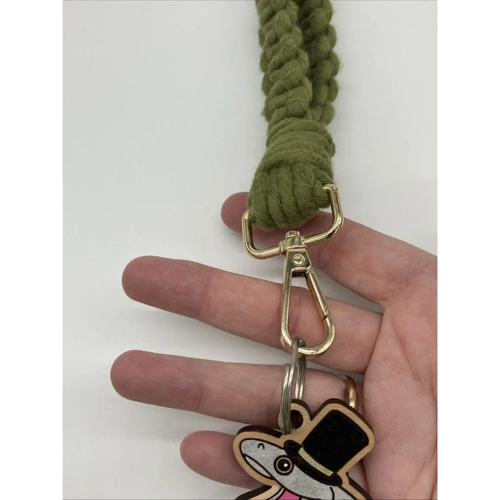 Handmade‎ Green Macrame Lanyard Keychain Fancy Snek Snake Kitschy Cool